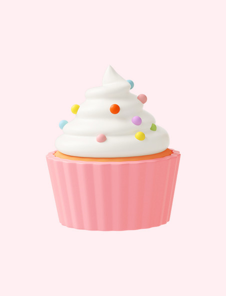 粉色卡通C4D立体奶油甜品食物