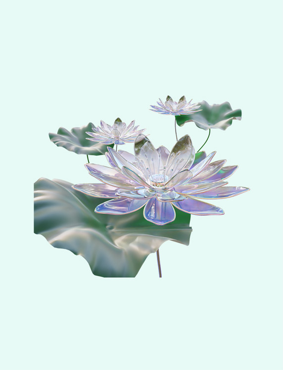 3d玻璃质感立体荷花