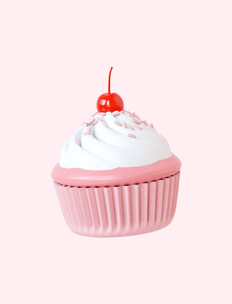 粉色3D立体甜品甜点美食樱桃蛋糕