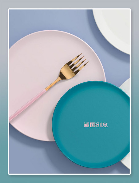 餐具展示蓝色精品大气样机