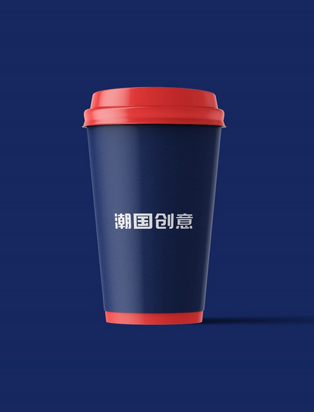 咖啡杯包装展示商务职场蓝色精美样机