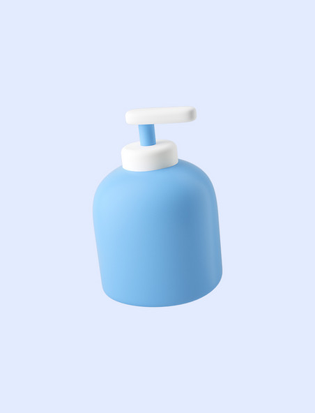 蓝色C4D立体卡通洗手液日化用品瓶子