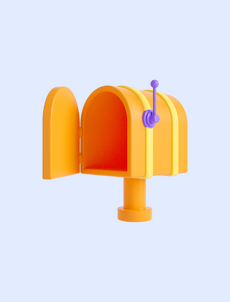 3D立体黄色C4D立体信箱邮箱信件
