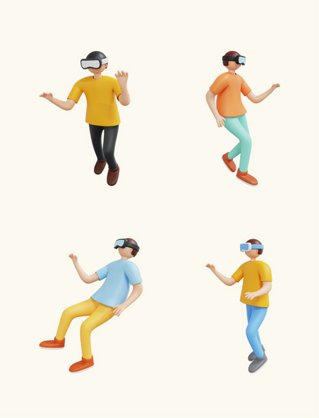 3D立体智能产品VR眼镜人物元素