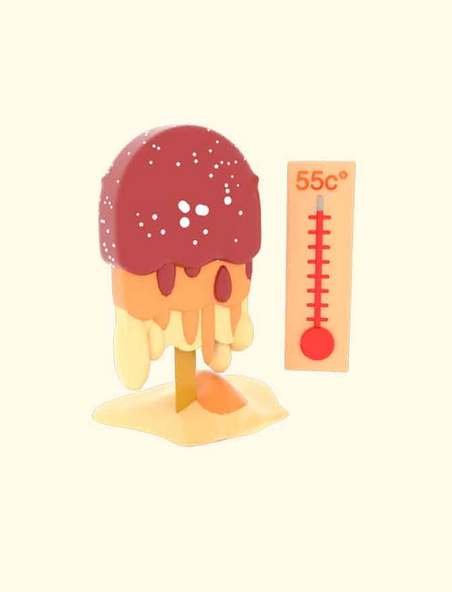 橙色卡通冰淇淋高温融化c4d元素