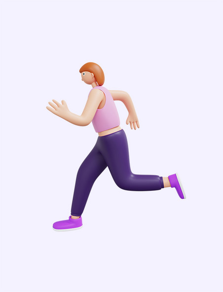 3D立体运动健身跑步锻炼女孩
