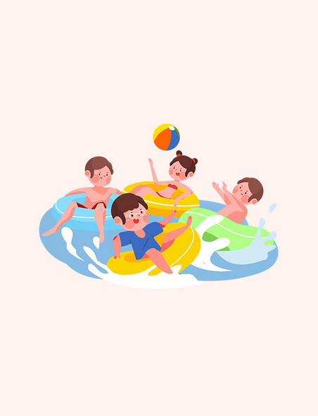 夏季水上乐园娱乐游泳卡通元素