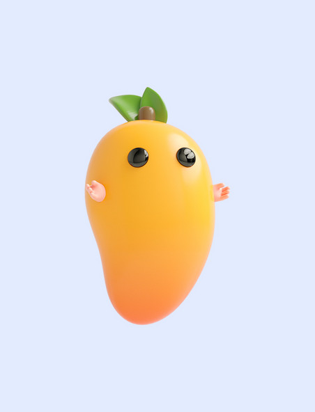 3D立体黄色C4D芒果表情包夏天夏季水果