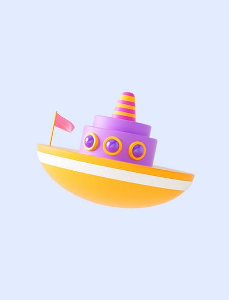3D立体紫色C4D轮船