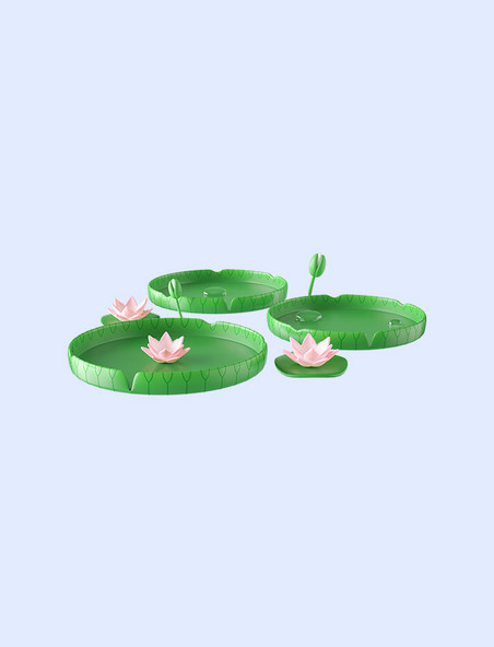 3D立体绿色C4D睡莲荷花
