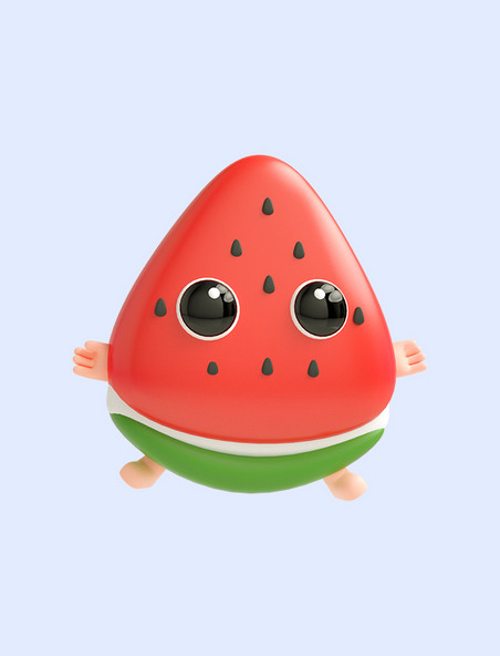 3D立体红色C4D西瓜表情包夏天夏季水果