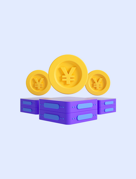 3D立体紫色C4D金币存储金融理财投资储蓄