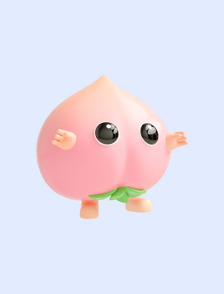 3d立体粉色c4d桃子表情包夏天夏季水果