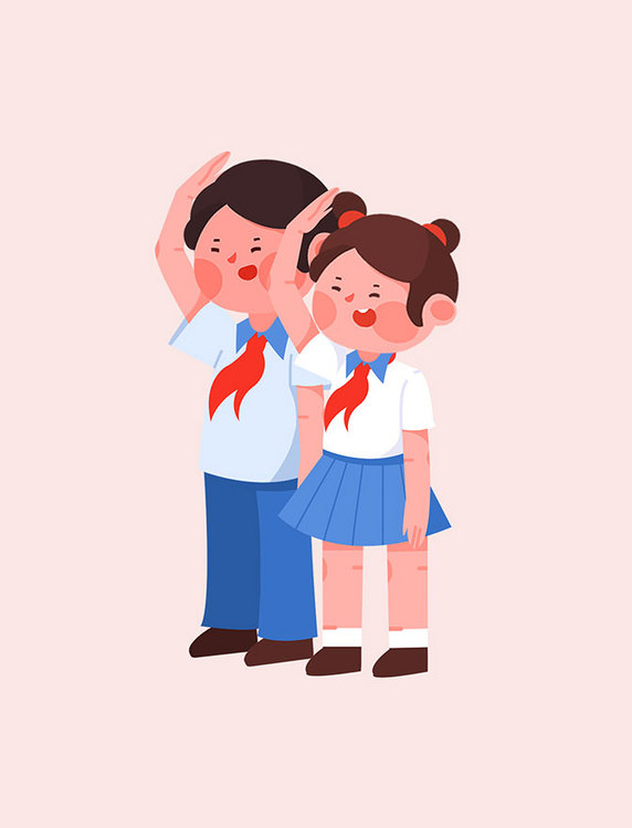 学生少先队童心向党红领巾敬礼