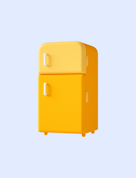 3D立体橙色C4D冰箱