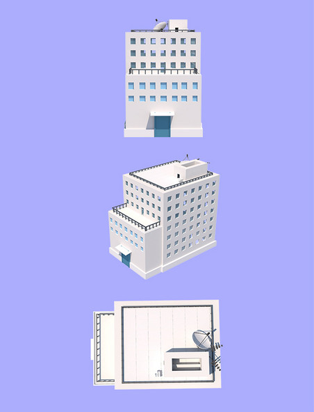 C4D城市办公楼建筑3d渲染元素