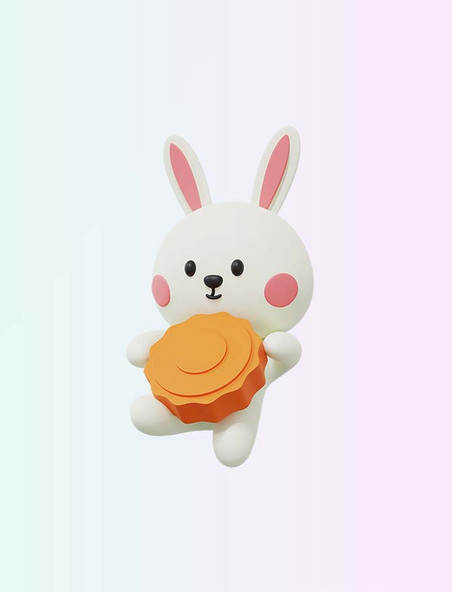3D立体中秋节吃月饼玉兔
