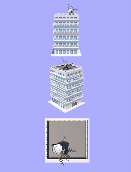 C4D城市白色办公楼建筑3d渲染元素