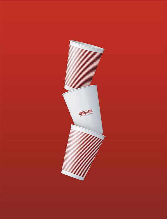 咖啡杯贴图展示红色简约样机