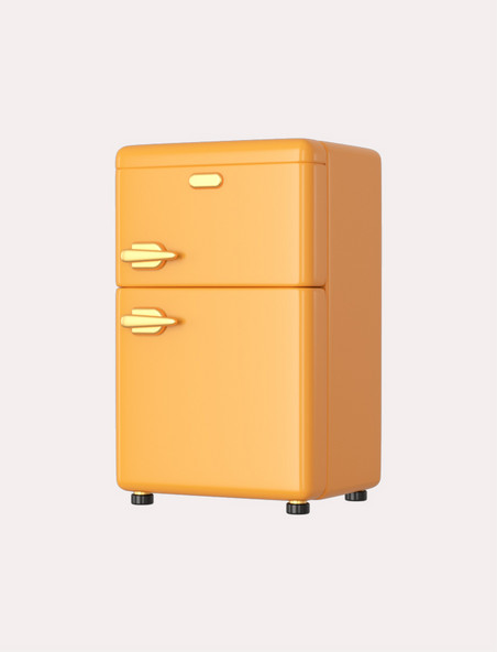 3DC4D立体家电黄色冰箱