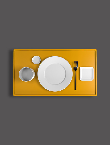 整套餐具黄色简洁样机