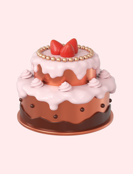 3DC4D立体草莓巧克力蛋糕