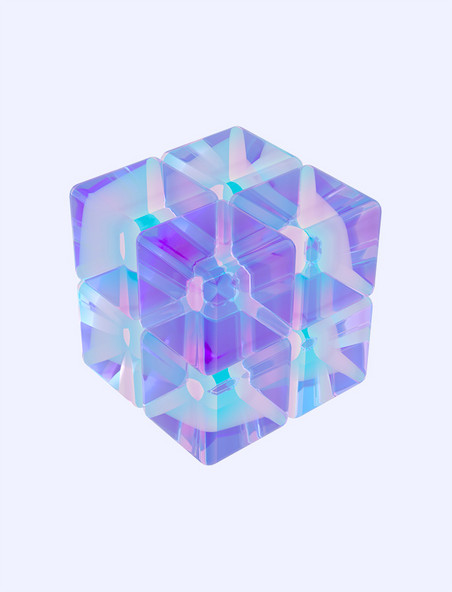 c4d酸性立方体蓝紫色渐变元素