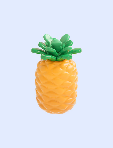 3D立体黄色C4D水果菠萝夏天