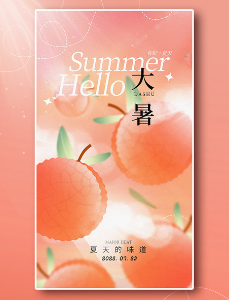 二十四节气大暑夏季荔枝海报