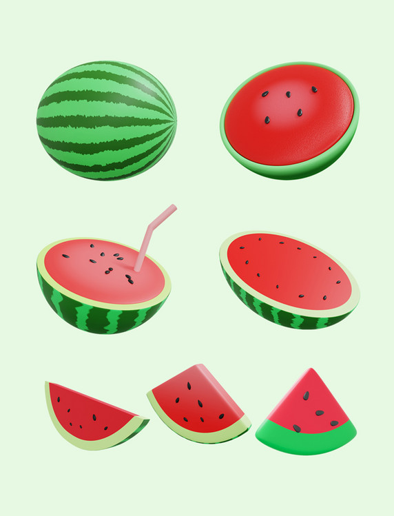3D夏日水果西瓜