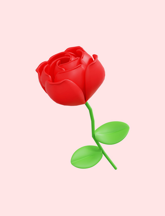 3D立体七夕红色玫瑰花