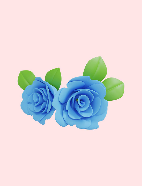 3D立体蓝色玫瑰花