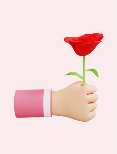 3D立体七夕情人节玫瑰花花束元素