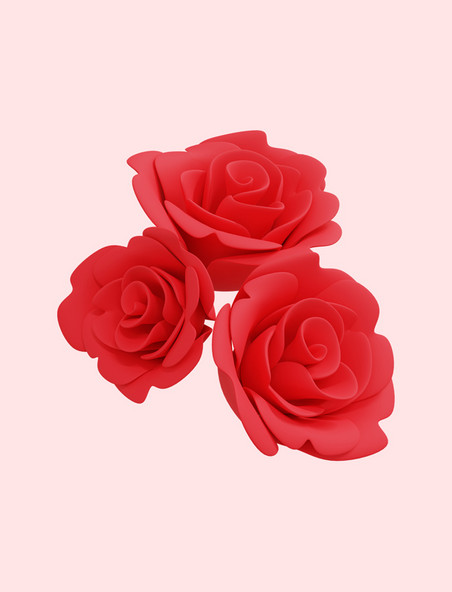 3D立体玫瑰花红色