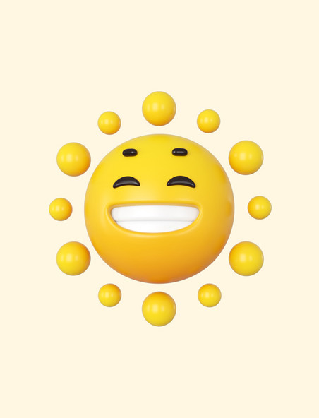 3DC4D立体拟人微笑太阳炎热