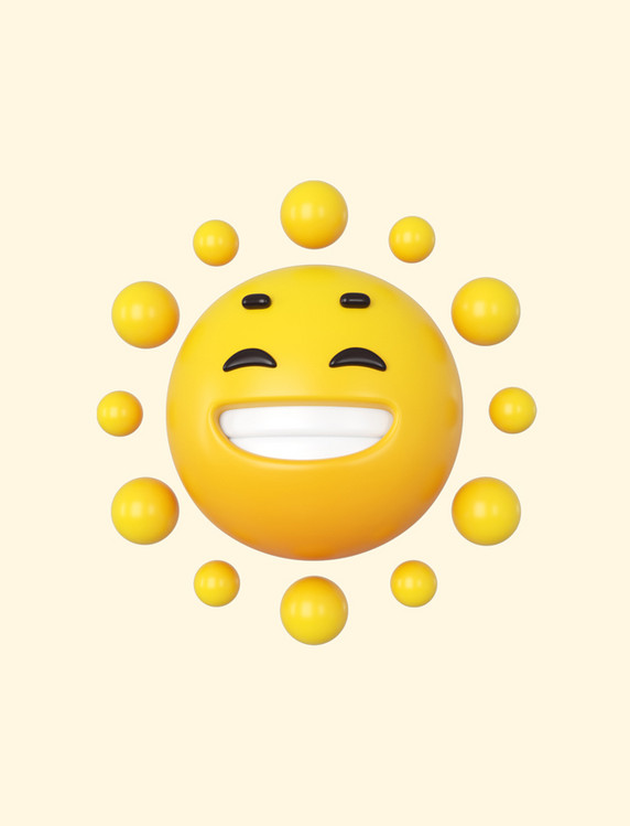 3DC4D立体拟人微笑太阳炎热