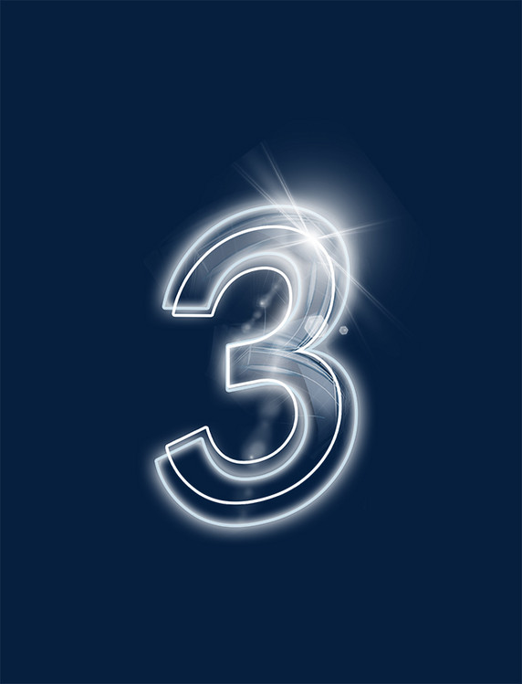 炫酷白色发光数字3艺术字