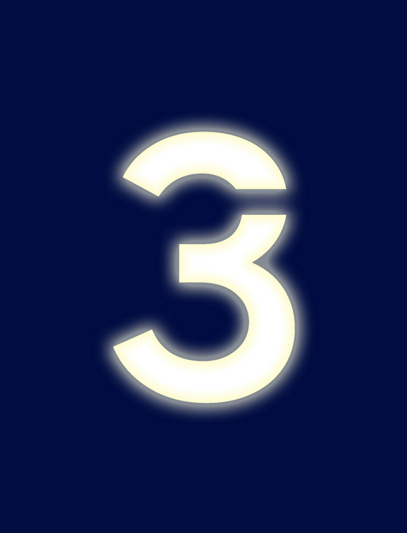 艺术字灯光灯管发光数字3