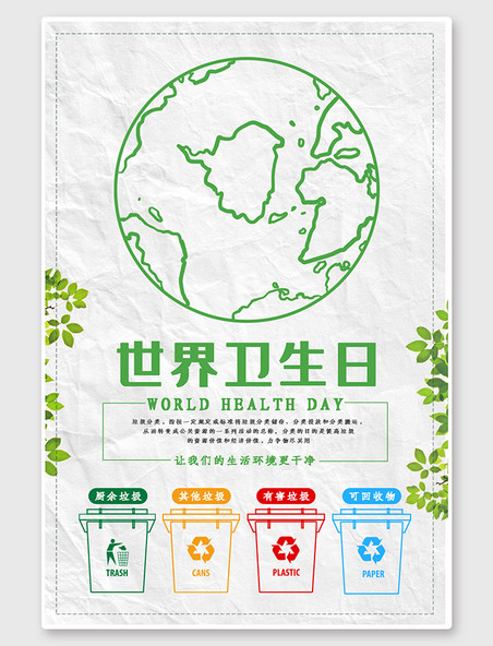 可回收垃圾世界卫生日垃圾分类宣传海报
