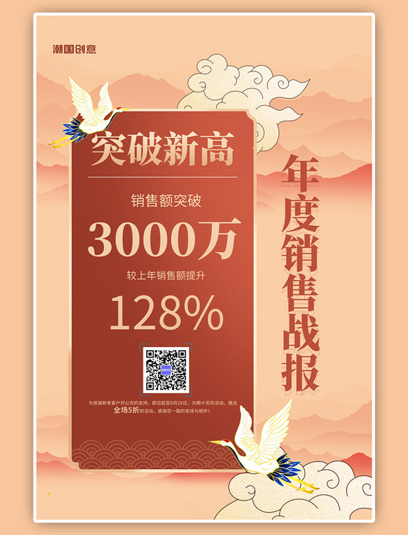 公司年度销售战报国潮销售战报红色创意海报