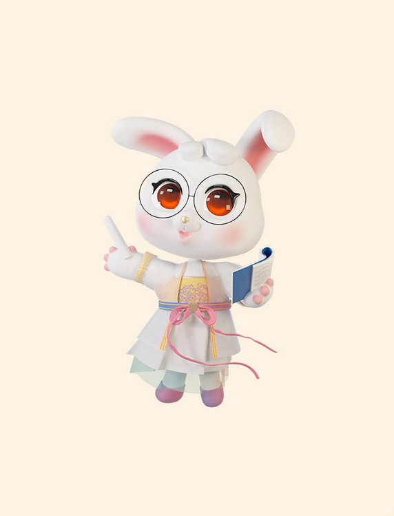 3d立体中秋节月饼节传统节日玉兔兔子卡通兔可爱萌宠兔娃娃兔兔c4d模型IP形象