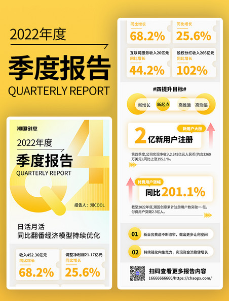 黄色简约金融季度报告Q4企业商务办公长图海报