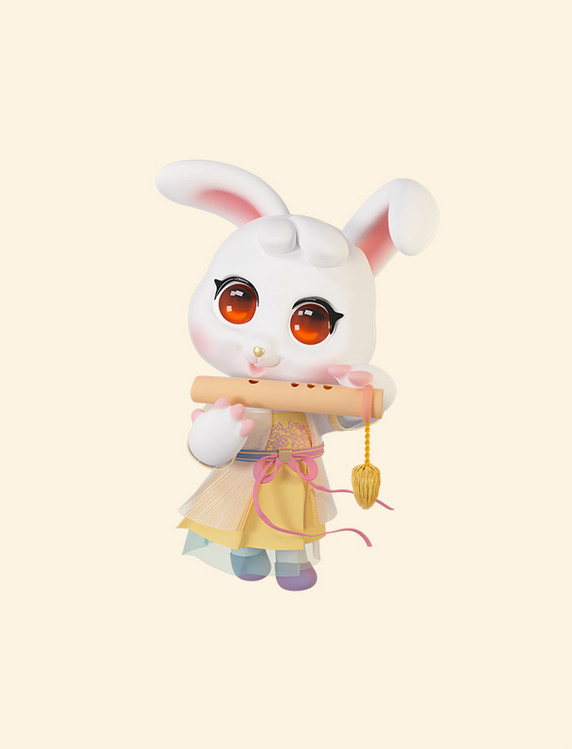 3d立体中秋节月饼节传统节日玉兔兔子卡通兔可爱萌宠兔娃娃兔兔c4d模型IP形象