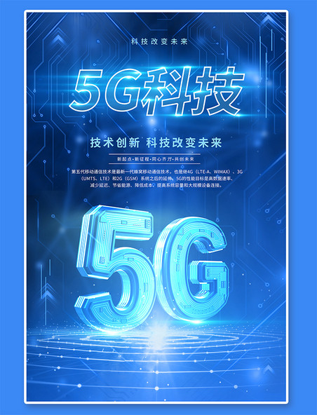 科技风5G5G蓝色海报