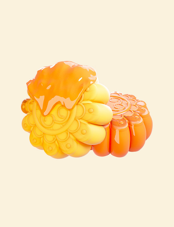 3d中秋节立体写实风月饼美食流心月饼模型