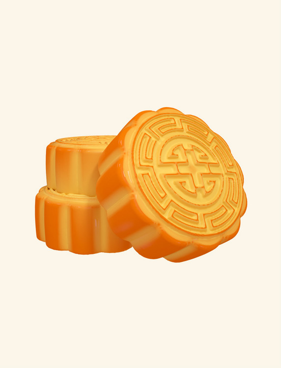 3D中秋中秋节写实黄色月饼元素