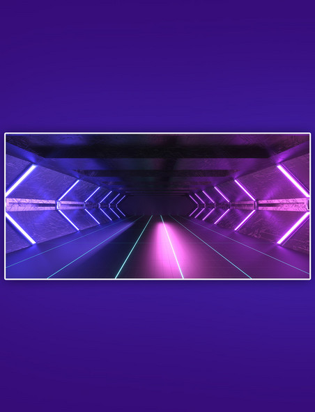 赛博朋克C4D空间隧道蓝紫色背景