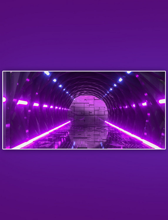 赛博朋克C4D大气几何空间紫色背景
