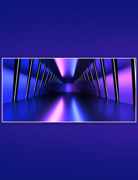 C4D赛博朋克空间蓝紫大气背景