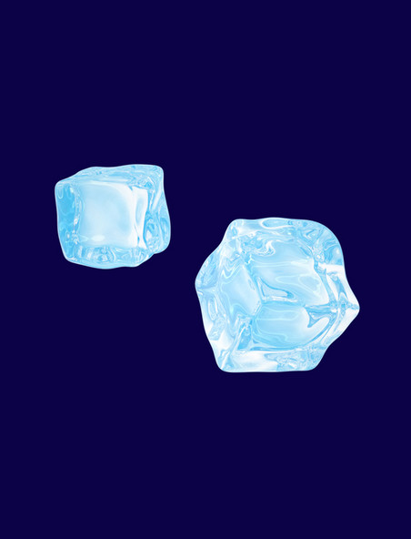 c4d立体蓝色玻璃冰块